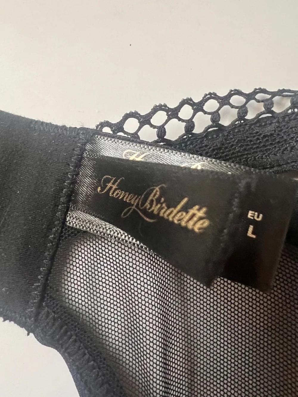 Honey Birdette Black Lace Strappy Garter Belt Suspender Size L - Picture 12 of 12